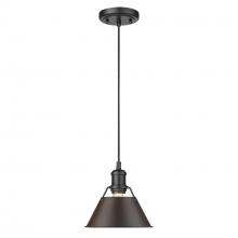  3306-S BLK-RBZ - Orwell 7.5" Wide Small Pendant in Matte Black with Rubbed Bronze